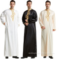 UAE MOQ1 Customized Embroidery Simulation Silk High Quality Man Muslim Dubai Haramain Turkish Arab Abaya Islamic Clothing Thobe